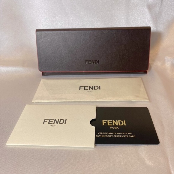 Fendi Leather Triangle Eyeglass Sunglass Hard Case with Cloth - Brown, NEW - Picture 1 of 7